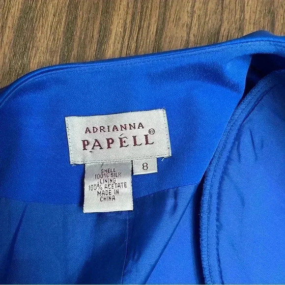 Adrianna Papell Blue 100% Silk Button Front Blazer Jacket Women’s size 8 - Picture 8 of 14